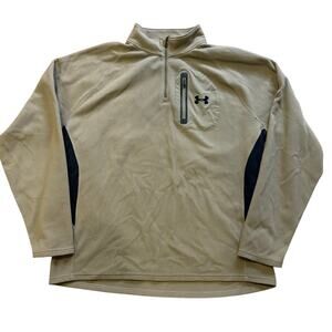 Under Armour Men's Quarter Zip Fleece Jacket Tan Brown 1/4 Size XL
